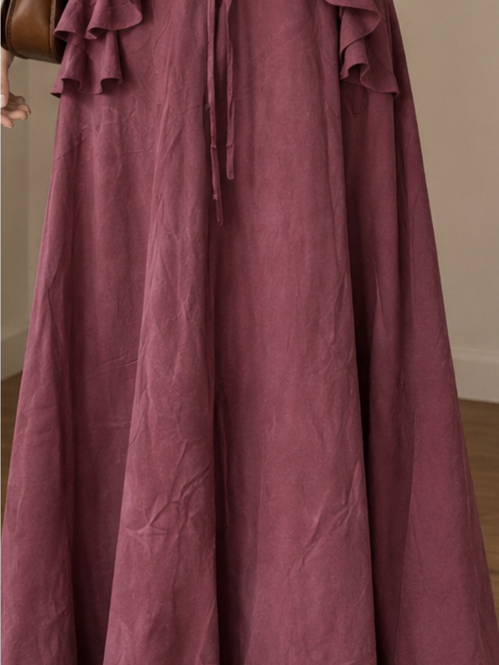 Women’s Flared Maxi Skirt in Dusty Rose Corset style
